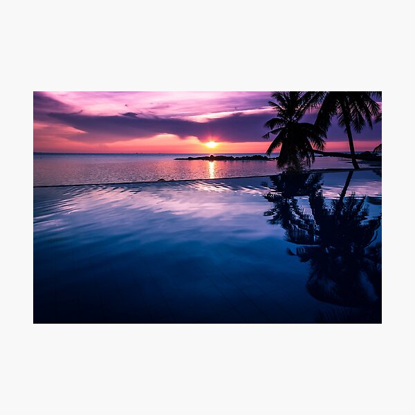 Tropical sunset pool Photographic Print