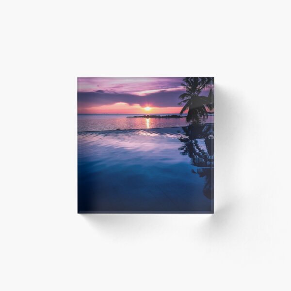 Tropical sunset pool Acrylic Block