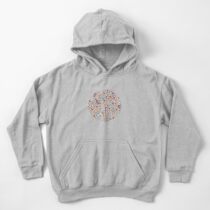Fairy forest with raccoons and hares, silver fir trees, flowers and herbs. Kids Pullover Hoodie