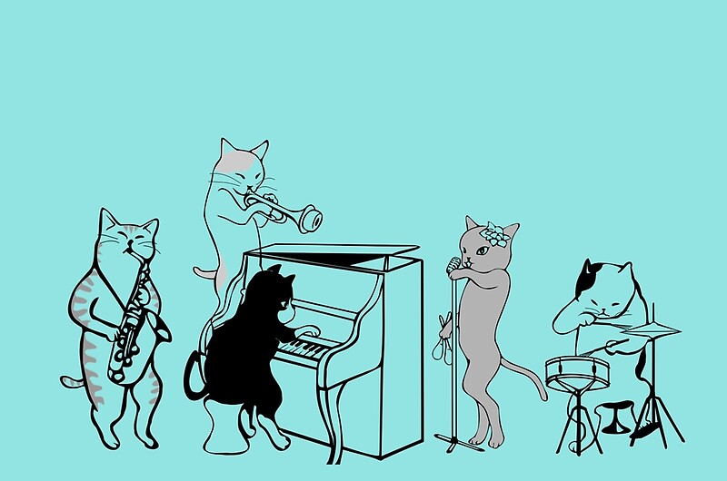 "Cool Jazz Cats" by SlinkyReebs Redbubble