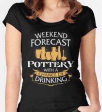 Weekend Forecast Pottery With A Chance Of Drinking Women's Fitted Scoop T-Shirt