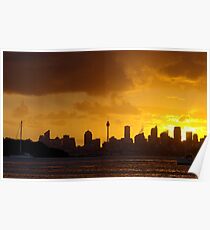Orange colors of Sydney skyline Poster