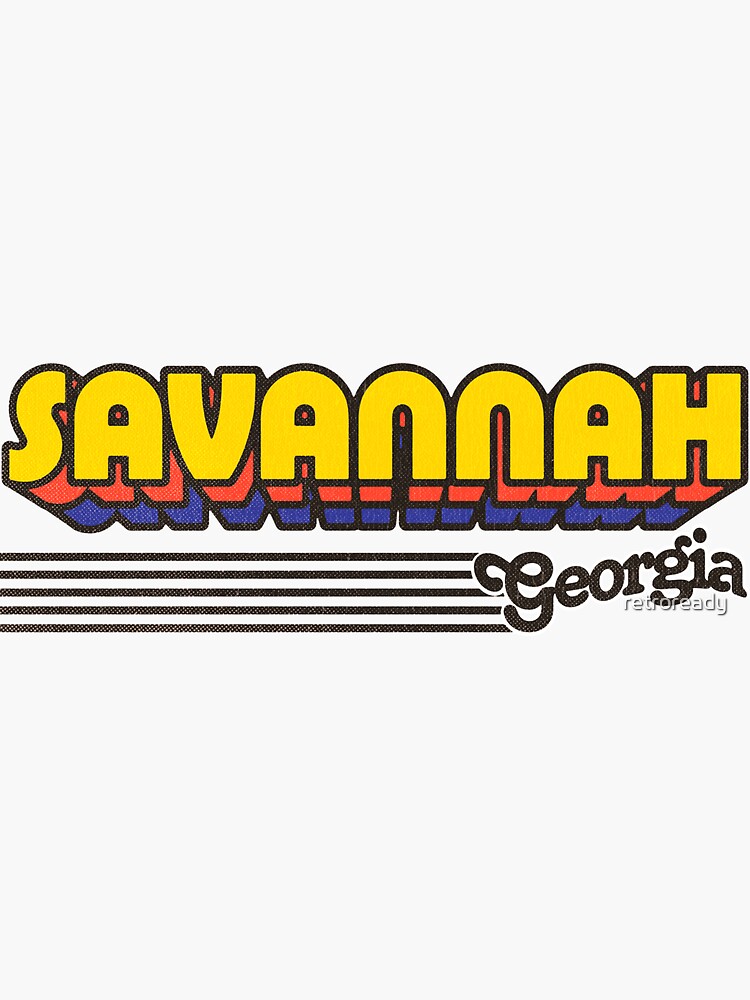 "Savannah, Georgia | Retro Stripes" Sticker by retroready | Redbubble