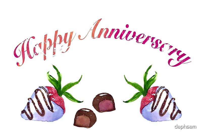"Happy Anniversary Chocolate Covered Strawberries With Candy" by