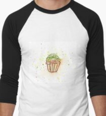 Chocolate Cupcake Watercolor Men's Baseball ¾ T-Shirt