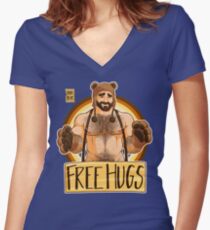 ADAM LIKES HUGS - BEAR PRIDE Women's Fitted V-Neck T-Shirt