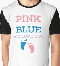 Gender Reveal Baby Shower Pink or Blue Funny Graphic T-Shirt