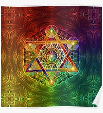 Metatrons Würfel mit Merkabah und Blume des Lebens Poster