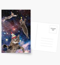 Cats in Space Birthday Postcards