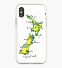 Aquarellkarte von Neuseeland iPhone-Hülle & Cover