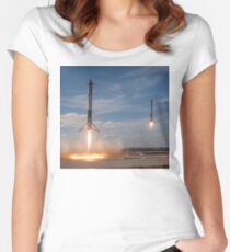 Spacex Falcon Heavy Side Booster Landung Tailliertes Rundhals-Shirt