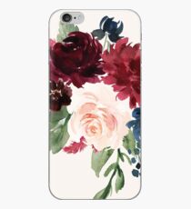 Burgundy Navy Floral Watercolor iPhone Case