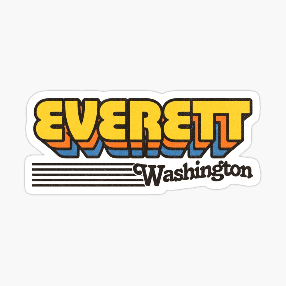 Everett, Washington | Retro Stripes Sticker
