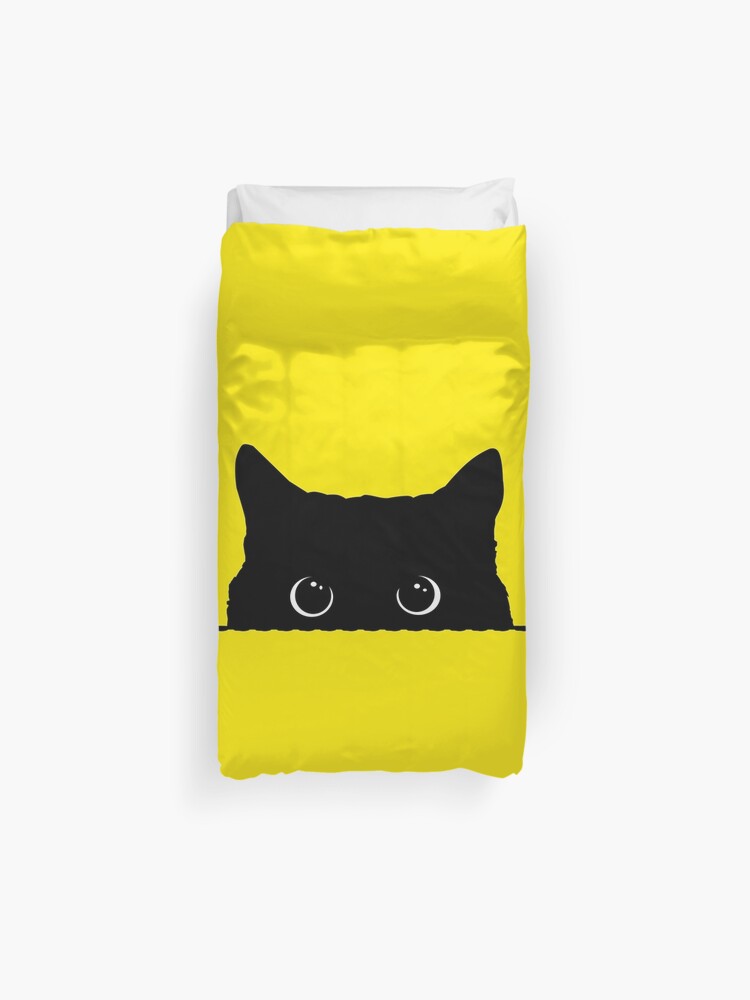 Black Cat Peeking Duvet Cover By Nameonshirt Redbubble