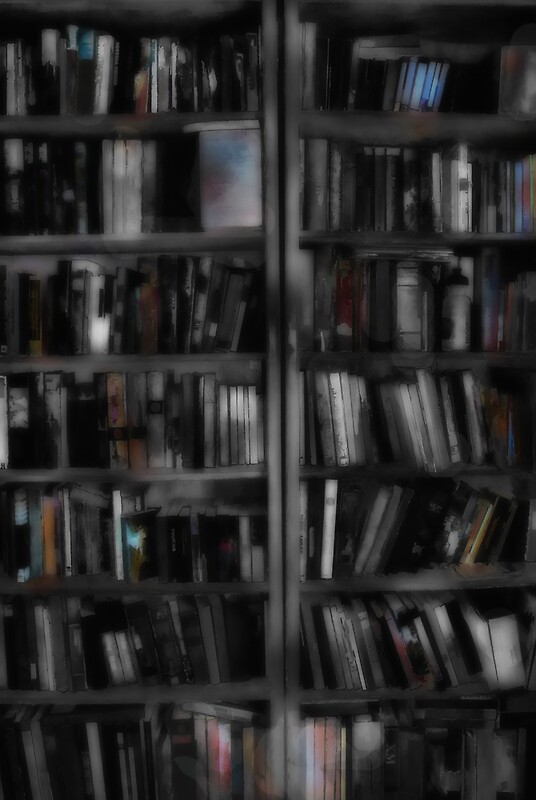 black and white semi circle book shelf