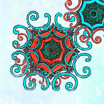 Artwork thumbnail, Mandala  Turquoise and red by anni103