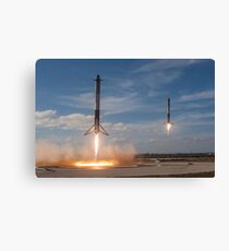 SpaceX Falcon Heavy Boosters Landing (8K resolution) Canvas Print