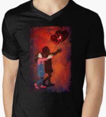 The love Balloons and little Girl Men's V-Neck T-Shirt