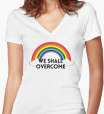 Rainbow We Shall Overcome - LGBTQ Women's Fitted V-Neck T-Shirt