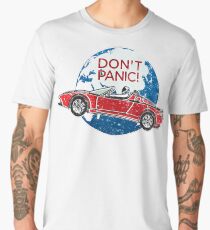 Don't Panic! - a tribute to Elon Musk, Spaceman and the Red Roadster Men's Premium T-Shirt