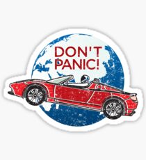 Don't Panic! - a tribute to Elon Musk, Spaceman and the Red Roadster Sticker