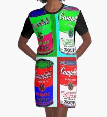 CAMPBELL SOUP : Warhol Style Collage Print Graphic T-Shirt Dress
