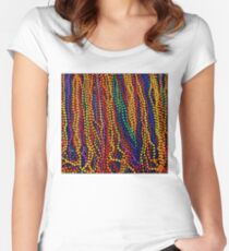 MARDI GRAS :Colorful Beads Print Fitted Scoop T-Shirt
