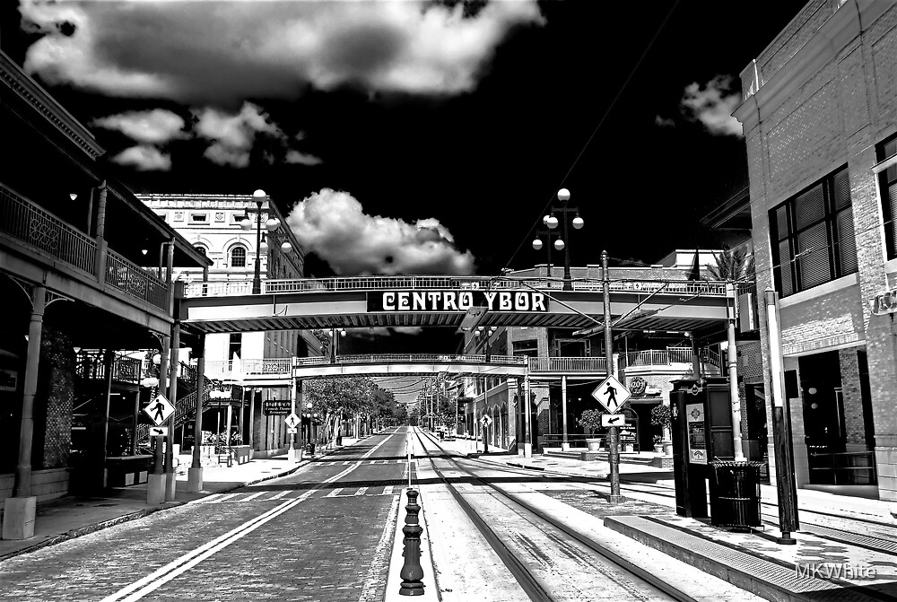 "Ybor City 8th Avenue HDR B/W " By MKWhite | Redbubble