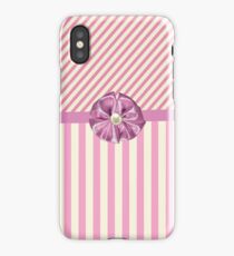 Vintage girly pink cute bow stripes pattern iPhone Case