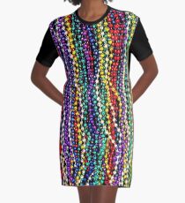 MARDI GRAS : Decorative Necklace Beads Print Graphic T-Shirt Dress
