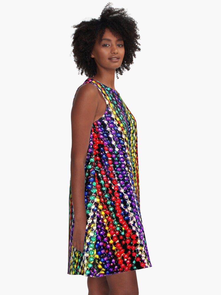 Alternate view of MARDI GRAS : Decorative Necklace Beads Print A-Line Dress