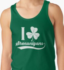 I Love Shenanigans Shirt St. Patrick's Day Gear in White Tank Top