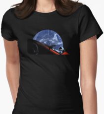 Starman in Tesla Roadster in Space Women's Fitted T-Shirt