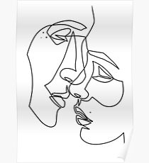 Lovers Drawing in One Line Poster
