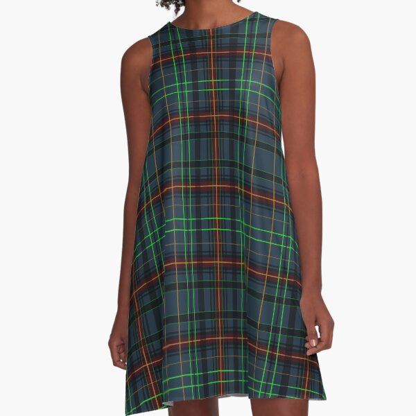 Tartan in blau, orange, grüne... A-Linien Kleid
