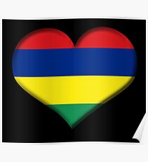 Mauritius Heart Flag Poster