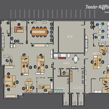 Dunder Mifflin Floor Plan Art Board Print for Sale by zoeandsons