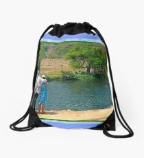 Enjoying a Grand River Drawstring Bag