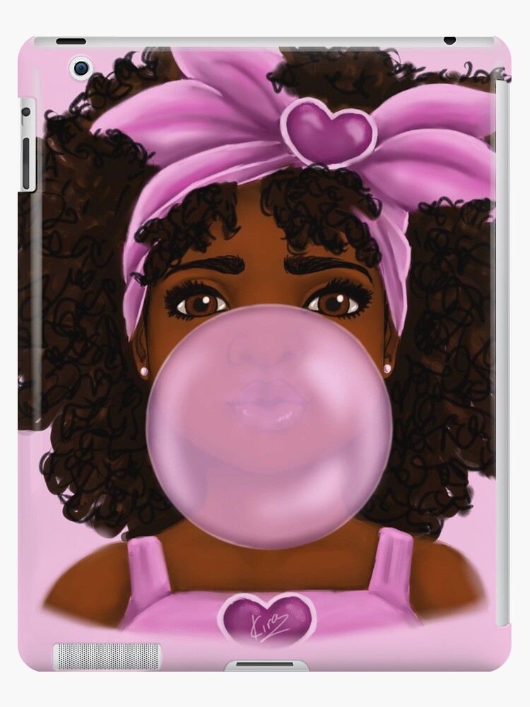 "Bubble Gum- Little Bl   ack Girl Portrait" iPad Case & Skin