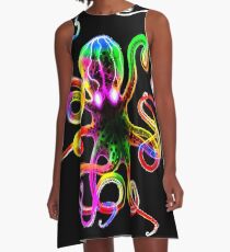Rainbow Octopus Glow A-Line Dress