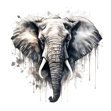 elephant artwork black and white