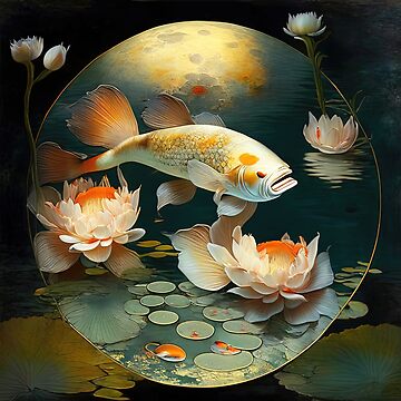 Water Lily and Carp  Koi art, Koi painting, Water lilies