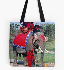Decorated Elephant and Mahouts, Thailand Tote Bag