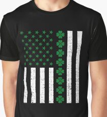Vintage Irish American Flag - Shamrock St Patricks Day Shirt Graphic T-Shirt