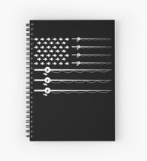 Vintage Patriotic Fishing USA American Flag T-Shirt Tee Gift Spiral Notebook