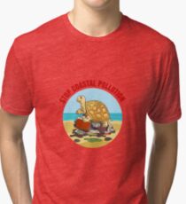 Stop Coastial Pollution Ecology Emblem Tri-blend T-Shirt