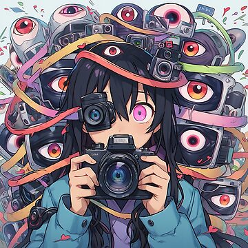 a girl holding a camera in front of her face, by Pu...