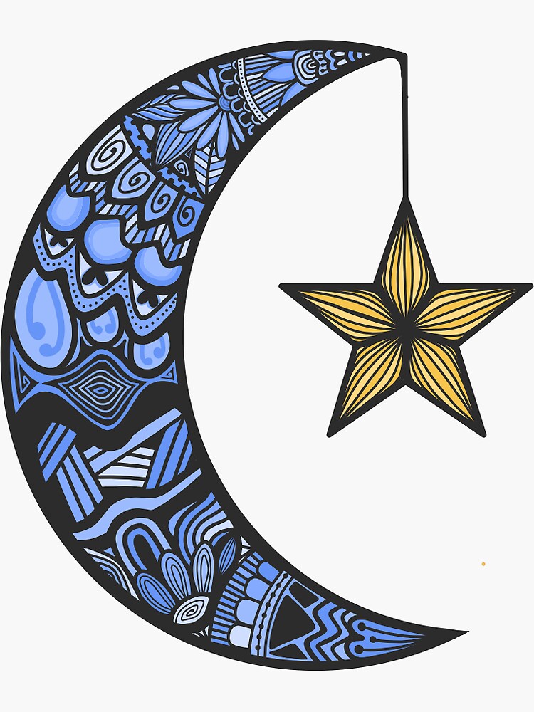 moon and star sticker sticker by madesignz redbubble