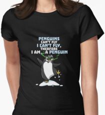 Funny Penguin Cartoon Graphic Design Women's Fitted T-Shirt