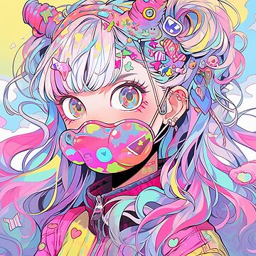 Fun Harajuku Anime Girl Portrait in Candy Shop | Poster